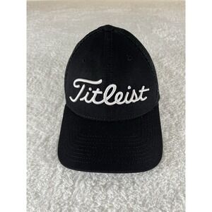New Era Titleist Footjoy‎ Pro V1 Black Fitted Golf Hat Ball Cap Stretch M/L